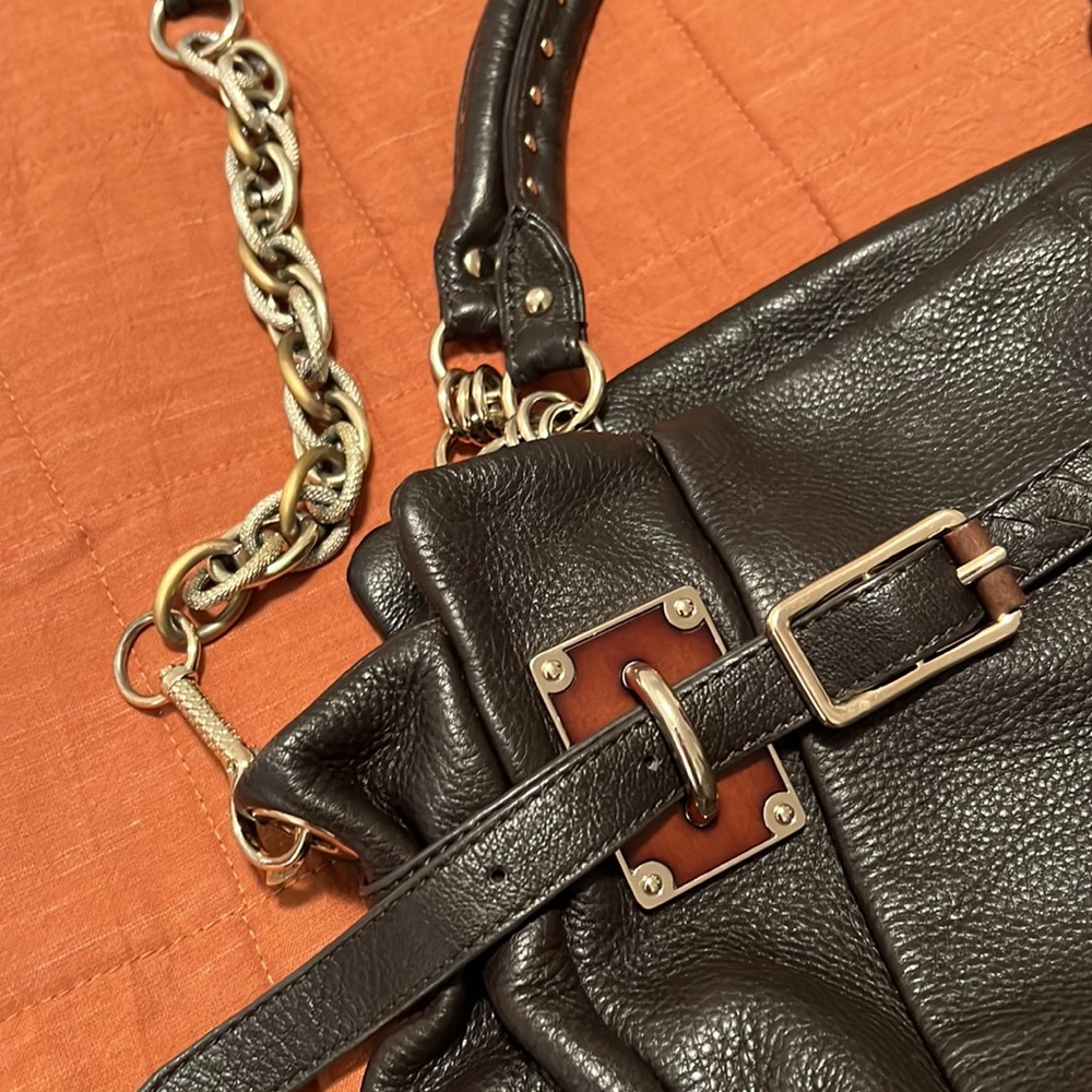 Elliot Lucca brown & cold crossbody. GUC gorgeous bag 16x13x5 - Picture 2 of 6